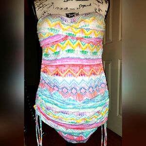 Blue rod Baatte Colorful Strapless 2 Pc Bathing Suit